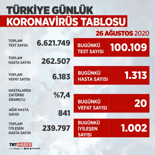 Son 24 saatte bin 313 yeni tanı kondu